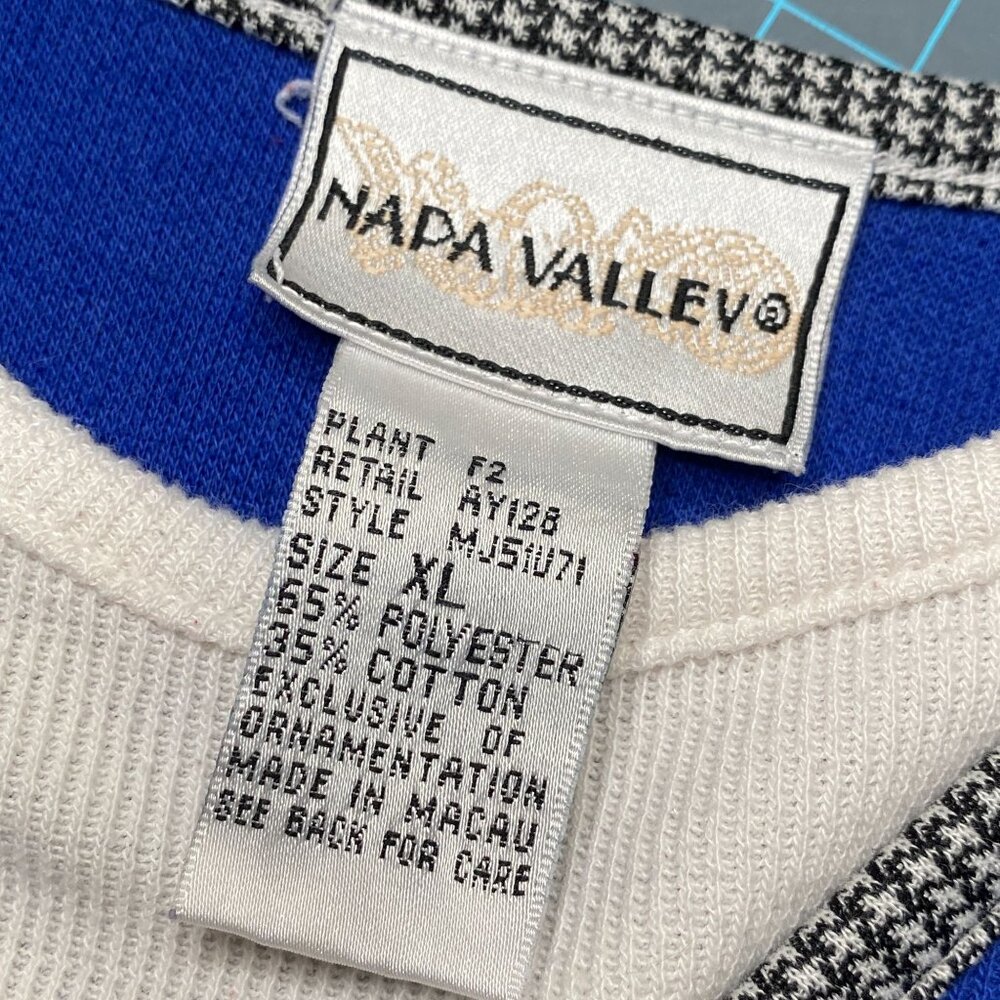 VTG Napa Valley Y2K pull over sweater size XL embroidered flower button print - Picture 7 of 8